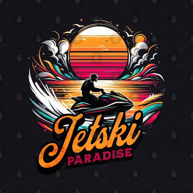 Vintage Jetski Paradise Design by Miami Neon Designs